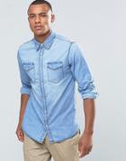 Jack & Jones Originals Denim Shirt With Double Pockets And Press Stud