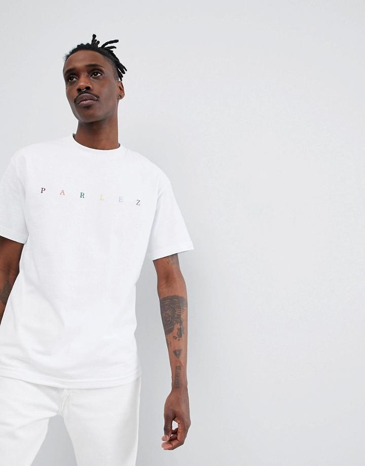 Parlez T-shirt With Embroidered Multi Color Chest Logo In White - White