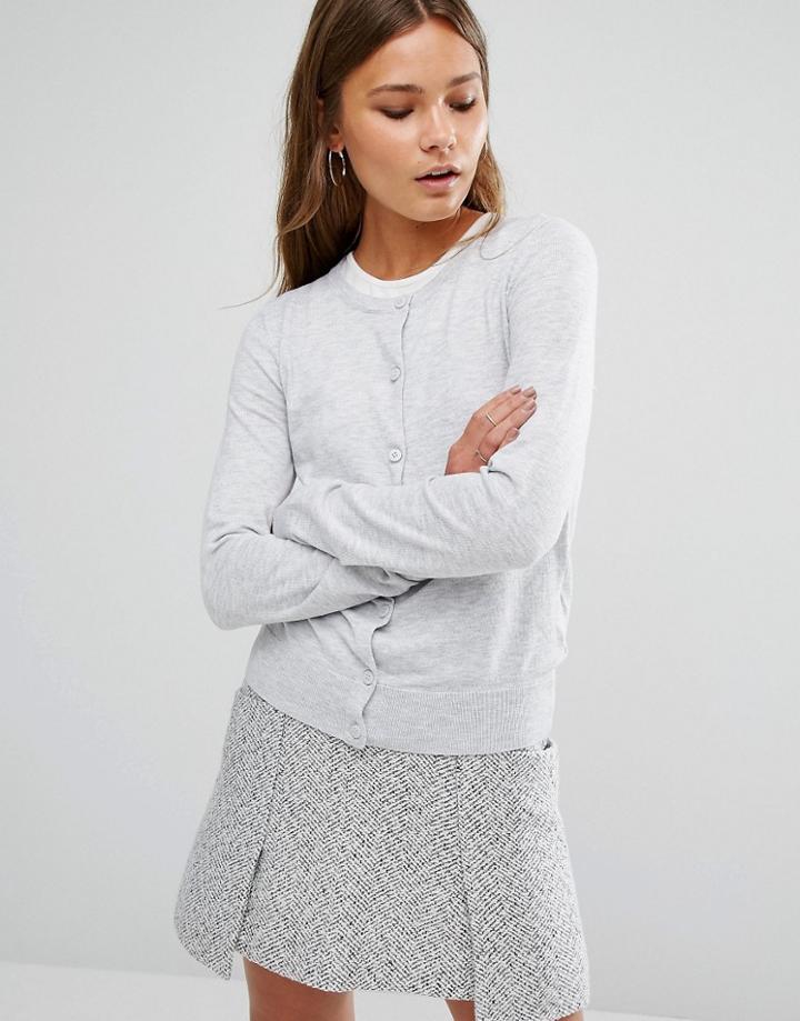 New Look Crew Neck Cardigan - Gray