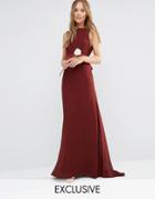 Tfnc Wedding Sateen Bow Back Maxi Dress - Chocolate Brown