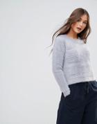 Qed London Curved Hem Sweater - Gray
