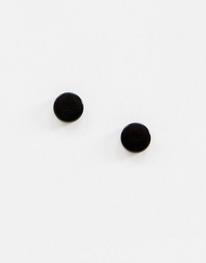 Asos Design 15mm Slim Plug Earrings In Black