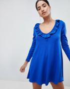 Outrageous Fortune V Front Mini Dress With Frill-blue
