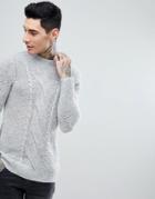 Asos Cable Knit Mohair Wool Blend Sweater In Gray - Gray
