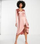 Twisted Wunder Maternity Wrap Dress In Rose Pink