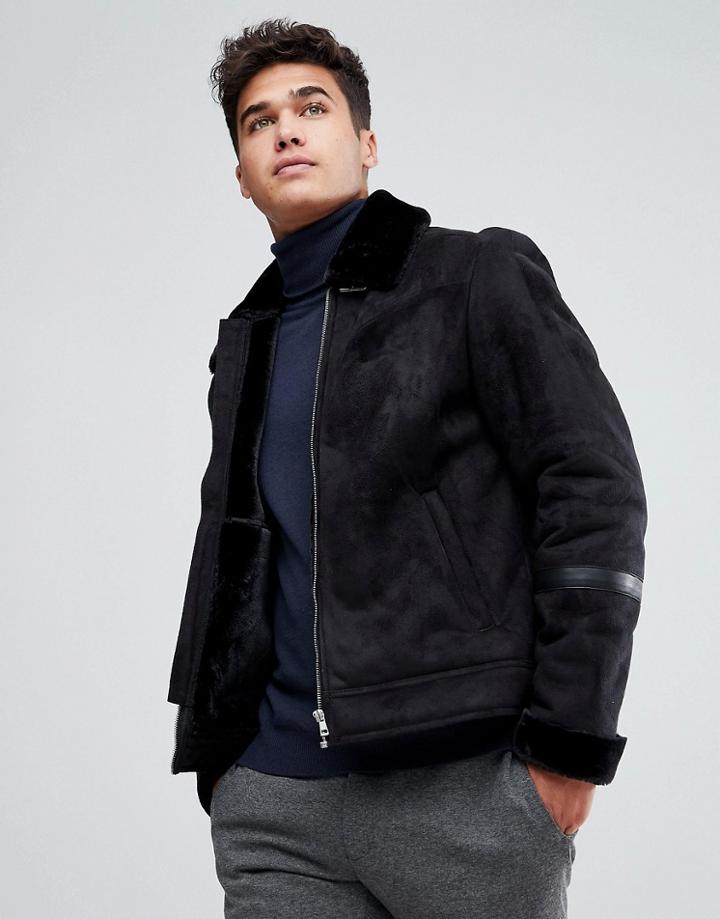 Jack & Jones Originals Faux Suede Fully Lined Jacket - Black