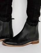 Asos Chelsea Boots In Black Scotchgrain Leather With Natural Sole - Bl