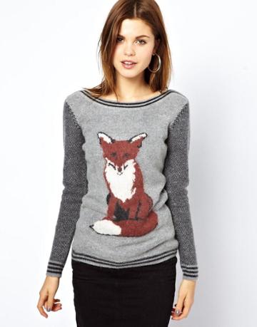 A Wear Fox Print Sweater