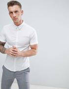 New Look Muscle Fit Shirt With Polka Dot Print In White - White