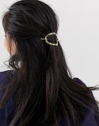 Asos Design Hair Pin With Open Tortoiseshell Circle - Gold