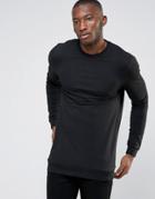 Asos Longline Muscle Fit Sweatshirt In Black - Black