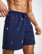 Polo Ralph Lauren Traveler All Over Player Logo Swim Shorts In Navy