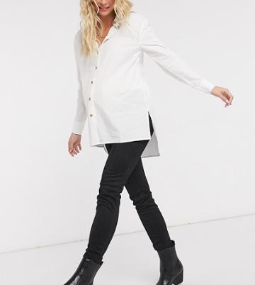 Pieces Maternity Suedette Leggings In Black