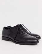 Office Toe Cap In Black Leather
