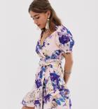 Sisters Of The Tribe Petite Wrap Dress In Floral - Pink