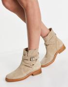 All Saints Carla Stud Strap Ankle Boots In Stone Suede-neutral