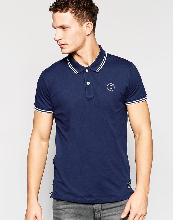 Jack & Jones Twin Tipped Polo - Dress Blues