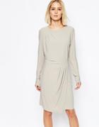 Selected Milan Dress With Drape Skirt - Drizzle