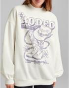 Bershka Rodeo Graphic Sweatshirt In White