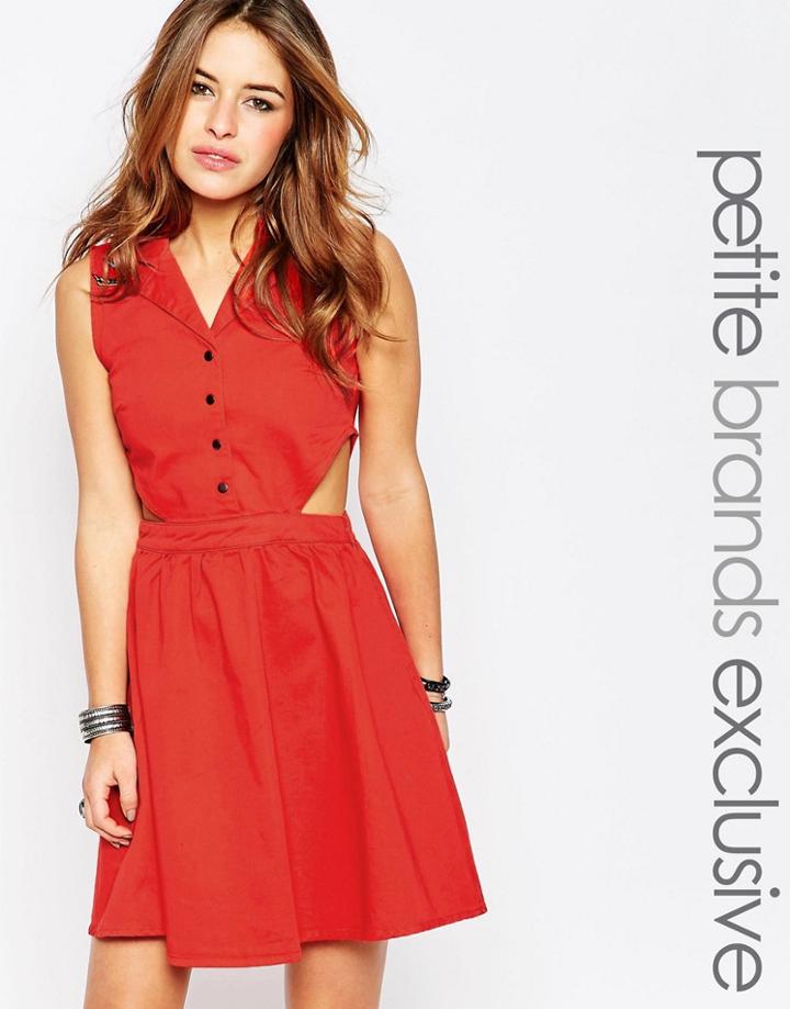 Noisy May Petite Western Cut Out Dress - Red