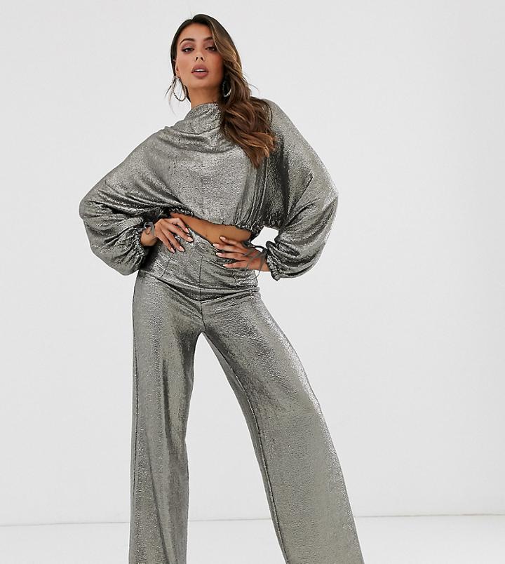 Asos Design Sequin Wide Leg Pants Two-piece - Gray