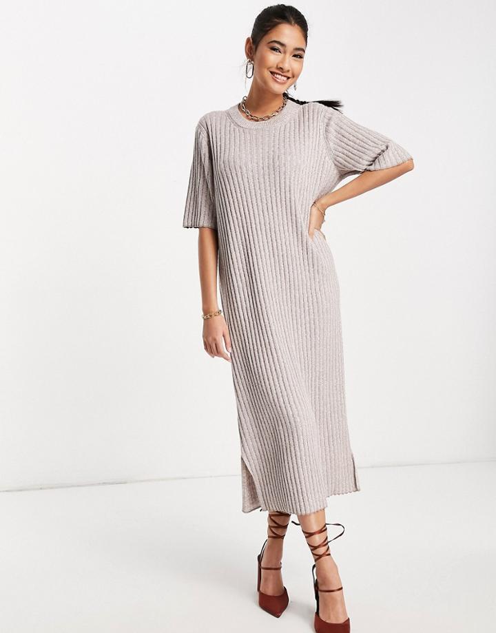 Whistles Soft Knit Midi Dress In Space Beige-neutral