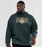 Asos Design Plus Hoodie With Caribbean Island Print-green