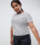 Asos Design Curve T-shirt With Sequin Embellishment - White