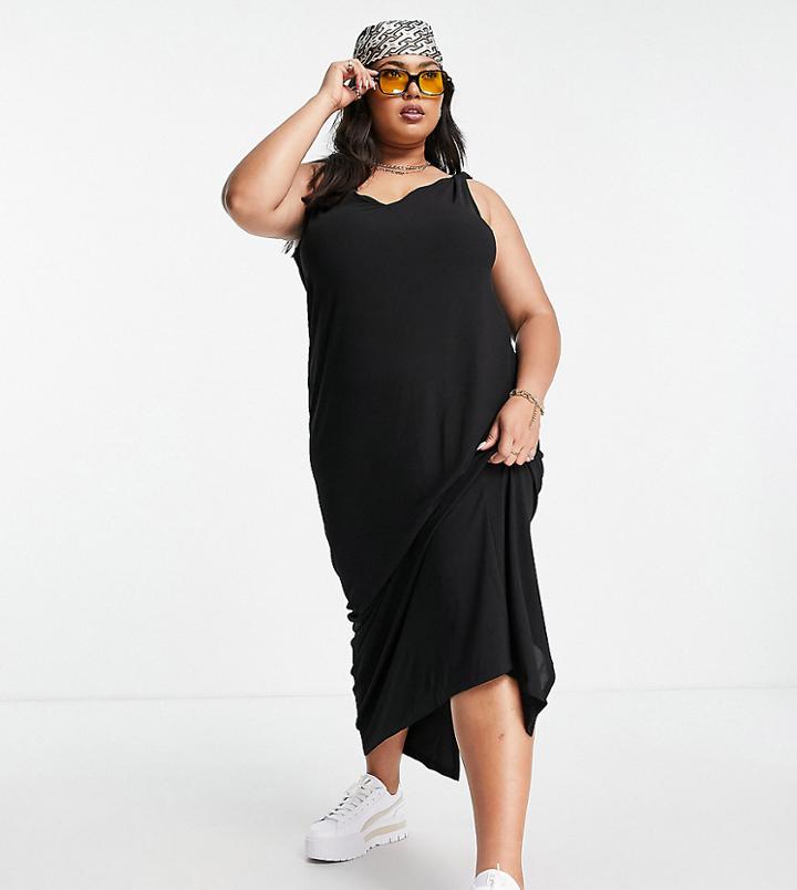 Vero Moda Curve Maxi Dress With Twisted Straps In Black