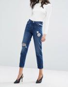 Miss Selfridge True Boyfriend Ripped Jean - Blue