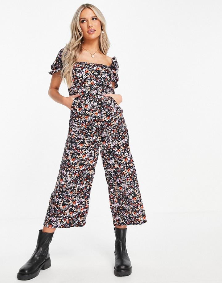Ax Paris Square Neck Jumpsuit In Floral-multi