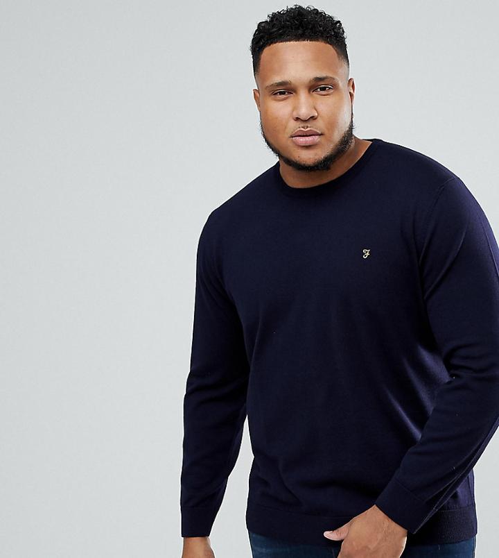 Farah Plus Mullen Merino Sweater In Navy - Navy