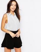 New Look Concealed Placket Sless Shirt - Gray
