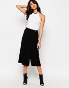Noisy May Wrap Front Wide Crop Pant - Black