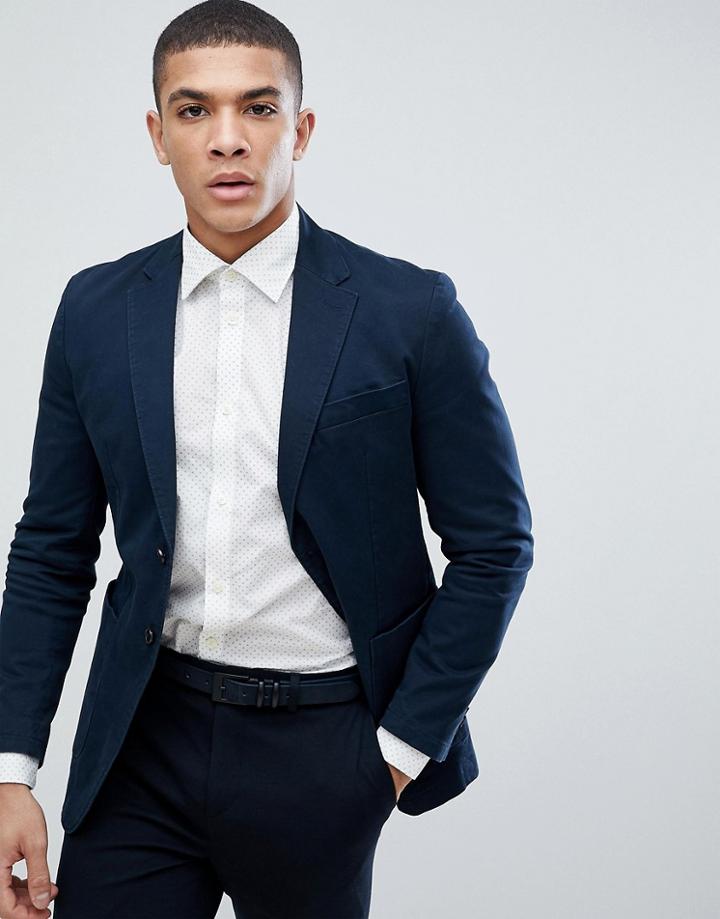 Jack & Jones Premium Patch Pocket Slim Suit Jacket - Navy