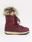 Moonboot Monaco Faux Fur Cuff Snowboots In Burgundy - Red