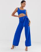4th + Reckless High Waisted Wide Leg Pants In Cobalt-blue