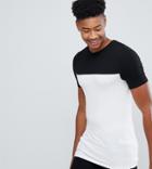 Asos Design Tall Muscle T-shirt With Contrast Yoke In White - White