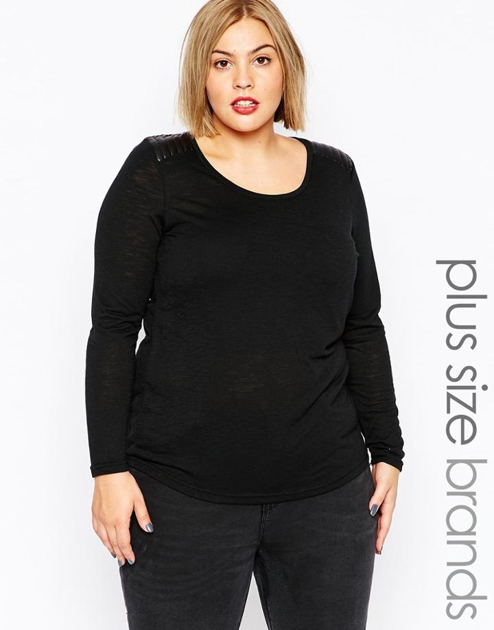 Junarose Long Sleeve Jersey Top - Black