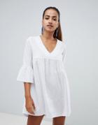 Prettylittlething Cotton Smock Dress - White