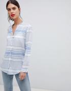 Esprit Stripe And Jersey Smock Top - Multi