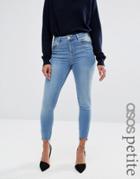 Asos Petite Ridley Skinny Jeans In Akira Bright Wash With Stepped Hem - Black