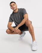 Asos Design T-shirt With Crew Neck In Charcoal Marl-grey