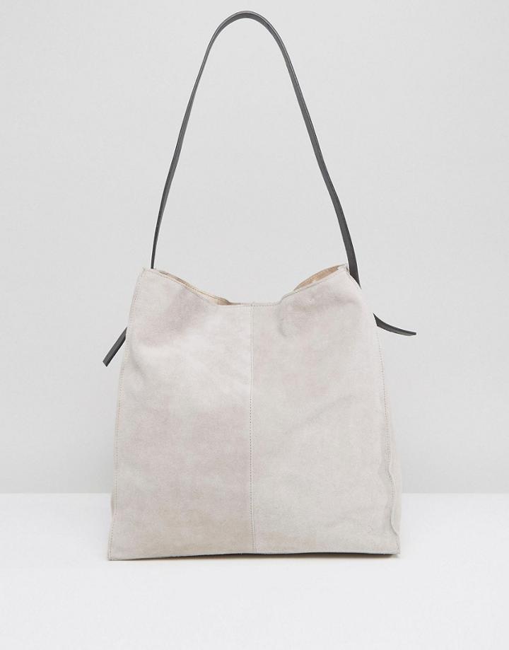 Asos Suede Contrast Shoulder Bag - Brown