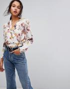 Love Wrap Over Top In Floral Print - Multi