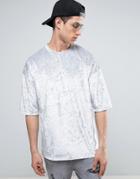 Asos Oversized T-shirt In Crushed Velour - Silver