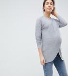 Asos Design Maternity Nursing Wrap Sweater In Ripple Stitch-gray