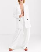 Asos Design Cream Cord Wide Leg Suit Pants-white