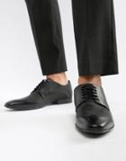 Moss London Smart Derby Shoe In Black Texture - Black