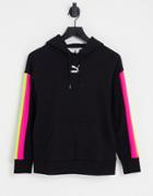 Puma Clsx Color Block Hoodie In Black